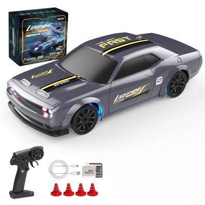 Aetheria RC Drift Car 1/43 Scale 4WD Full-Proportional Racing Car Radio Control High Speed Model with LED Lights, Mini Race Vehicle Ready to Go Without Gyro - Silver