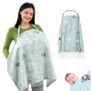 100% Cotton Nursing Cover with Support Ring & Mesh Layer, Breathable Nursing Cover Up for Breastfeeding, Adjustable Arch Neckline Breastfeeding Apron for Women view 1