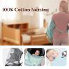 100% Cotton Nursing Cover with Support Ring & Mesh Layer, Breathable Nursing Cover Up for Breastfeeding, Adjustable Arch Neckline Breastfeeding Apron for Women view 4