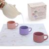 Ginbear Silicone Play Kitchen Tea Set with Washable Cloth Napkin for Little Girl Toddlers 1-3, Non-Toxic Unbreakable Baby Bath Toys for Children 12 Months+ (Ivory, Pink, Mauve, Lilac) view 1