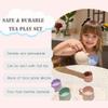 Ginbear Silicone Play Kitchen Tea Set with Washable Cloth Napkin for Little Girl Toddlers 1-3, Non-Toxic Unbreakable Baby Bath Toys for Children 12 Months+ (Ivory, Pink, Mauve, Lilac) view 2