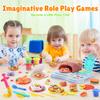 2 in 1 Color Dough Sets for Kids Ages 2-4-8, Kitchen Creations Ice Cream Pizza Maker Machine, Art Crafts Play Food Toys for 3 Year Old Girls Boys and Up, 8 Cans of Modeling Compound Dough,2 oz Cans view 2