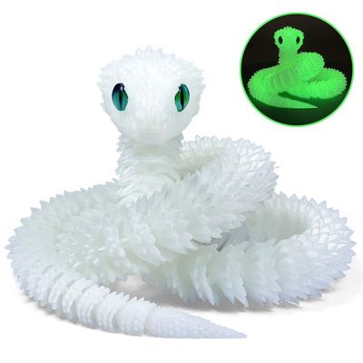 3D Printed Snake - 24 Inch Movable Articulated Snake, Perfect 3D Printed Animals for Educational Toys! Must-Have Toys for Kids and Collectors, Home Office Executive Desk Decor (Noctilucent Green)