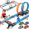 Slot Car Race Track Sets with 360 Thrill Loops & 4 High-Speed Cars, 64 Pcs Large Flexible Racing Track for Kids Ages 3-5 4-8 8-12, Race Car Toys Gift for Boys Girls Birthday Christmas view 1