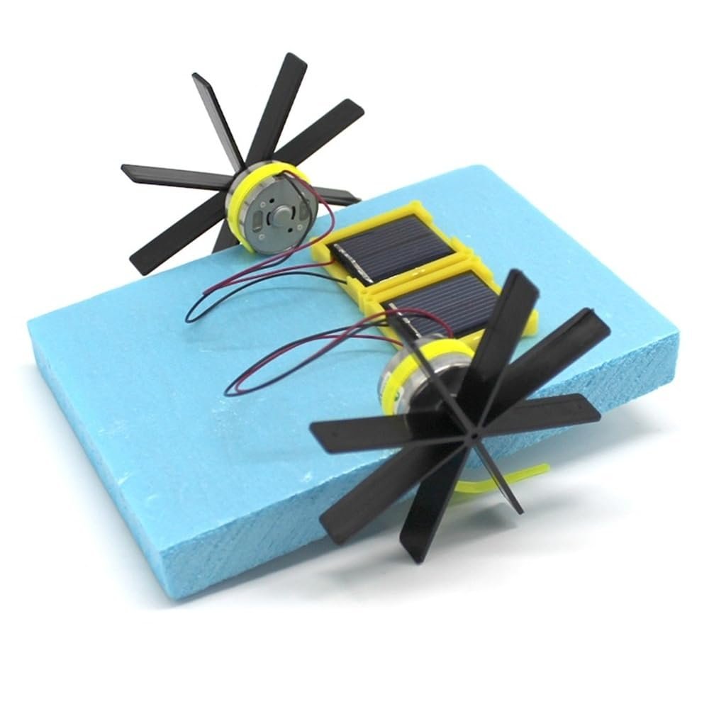 Solar Powered Paddle Boat DIY Kit, Educational Model with Solar Panels & Motors, 15cm Length
