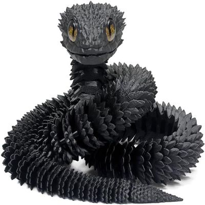 24 Inch 3D Printed Snake - Movable Articulated Snakes, Perfect 3D Printed Animals for Educational Toys! Must-Have Toys for Kids and Collectors, Home Office Executive Desk Decor (Black)