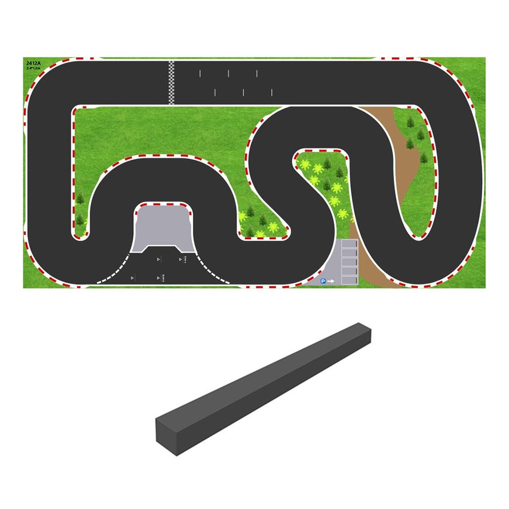 XMBRICDIYY 2412A Race Track with Barriers for Mini RC Car Models 2400 * 1200MM, Indoor Mini Toy Car Accessories