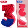Simgoing Number 3 Spider Web Piata Bundle with Blindfold Small Piata Birthday Party Decoration for Mexican Fiesta Cinco De Mayo Anniversary Celebration Gift, 15.75 x 11 x 2.8 In(Red Blue) view 4