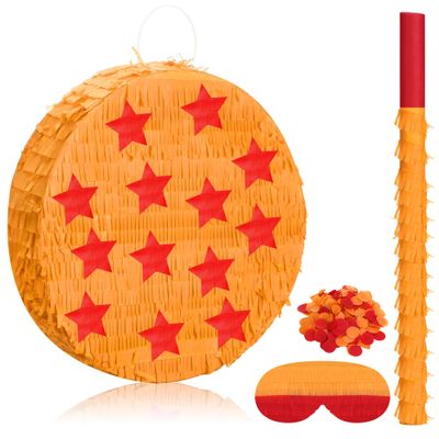 Anime Theme Pinata Party Birthday Decorations Orange and Red 7 Star Ball Party Favor Centerpiece Photo Prop Pinata Stuffers Birthday Supplies