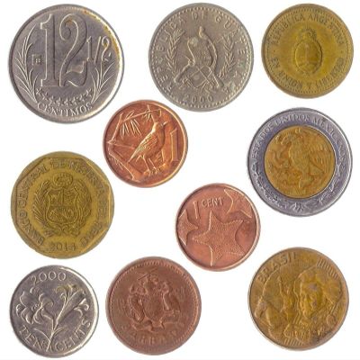 10 Different Novelty Coin Collection from The Americas - Collectible World Tokens - Tropical Plants and Animals - Historic Latin American and Caribbean Fantasy Coins
