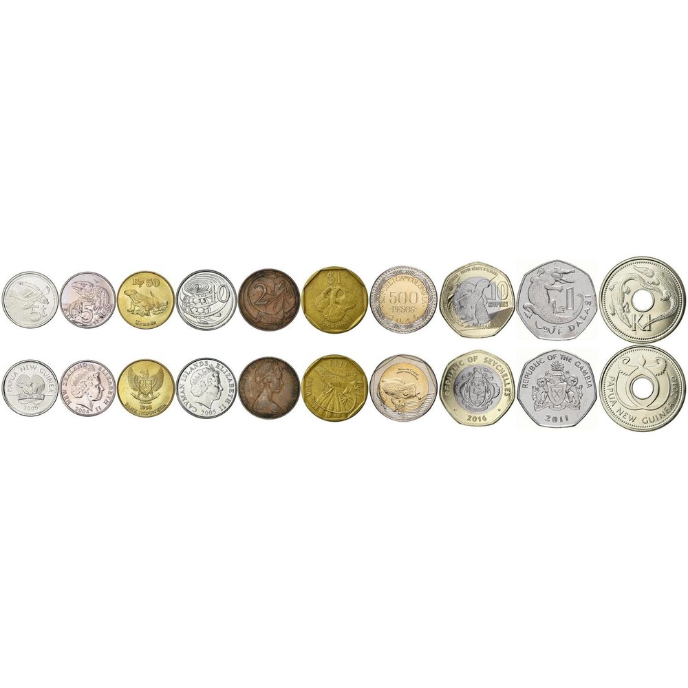 10 Different Novelty Coins with Reptiles and Amphibians - Iguanas Tortoises Glass Frogs Komodo Dragons - Rare Wildlife Fantasy Token Collection
