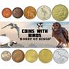 10 Different Fantasy Coins Featuring Birds - Eagles, Parrots, Hawks, Roosters and More - Authentic World Novelty Token Collection view 1