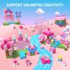 150PCS Magnetic Blocks, Magnet Building Cube Toy, Build 3D Pink Princess Castle Set for Girls, Montessori Sensory Toys for Kids, STEM Educational Toys, Christmas, Children's Day Gift for Boys & Girls view 3