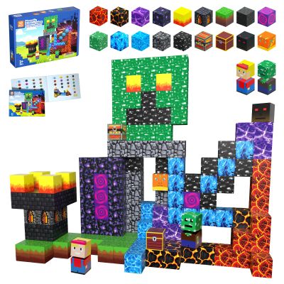 160PCS Magnetic Blocks, Magnet Building Cube, Build 3D Volcano Adventure Set, Montessori Sensory Toys for Kids Ages 3+, Preschool STEM Educational Toys, Christmas Birthday Gifts for Boys & Girls