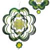 3D Wind Spinners, 12 Inch Outdoor Metal Four Leave Clover Wind Spinner Yard Decor Stainless Steel Hanging Decor with Rotating Hook for Garden Yard Window(Green) view 1