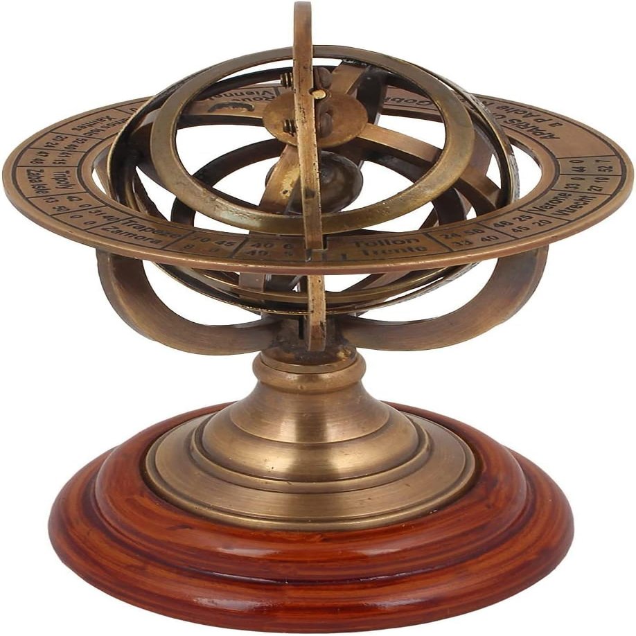 5 Inch Nautical Brass Astrolabe Sun Signs Sphere | Brass Finish Armillary Collectible Zodiac Sphere Globe | Home Decor and Figurines| Brown Finish by New Lite Hub. Brown