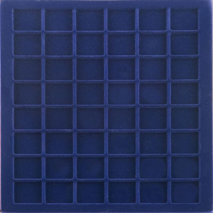 Prophila Collection Blue Velour Insole for Coin Box, 48 Angular compartments for Coins up to 30 mm (1 Oz. Canada/Maple Leaf Gold)