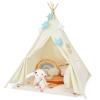 GLACER Teepee Tent for Kids, 100% Cotton Play Tent with Carry Bag, Side Pocket, Window, Foldable Toddler Tents for Indoor Outdoor Games, Gift for Boys & Girls view 1
