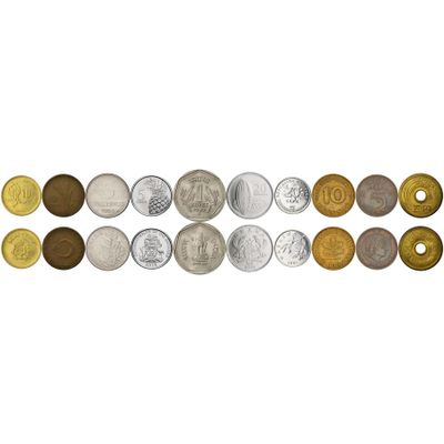 10 Different Souvenir Coins with Crops - Collectible Circulated Novelty Coin Set - Features Wheat, Rice, Maize, Grapes, Coffee, Cocoa and More