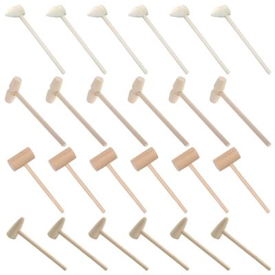 HANABASS 24pcs Mini Wooden Hammers for Boys and Girls Multi-Purpose Cake Mallets Educational Toy for Hand-Eye Coordination and Dexterity for Crab and Lobster Use