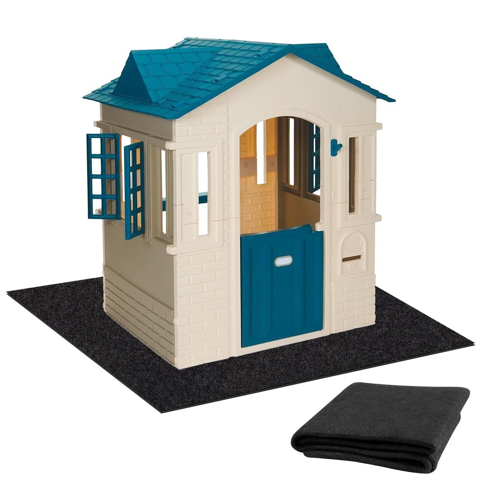 XGKHOM Outdoor Playhouse Mat, 59x79 Inches Extra Large Outdoor Playhouse Activity Rug, Non Slip Backing Portable Washable Home Floor Game House Play Mat for Kids Garden Patio