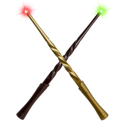 ShinySong Light Up Wizard Magic Wand with Sounds & 4 Lightings - 2 PCS Illuminating Witch Toy Wands for Kids Cosplay Party Favors, Stump - Brown Golden