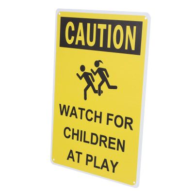 CATIEBYE Caution Slow Girl Play Sign Metal Warning Sign for Streets for Neighborhoods and Playgrounds Boy Girl Safety Reminder