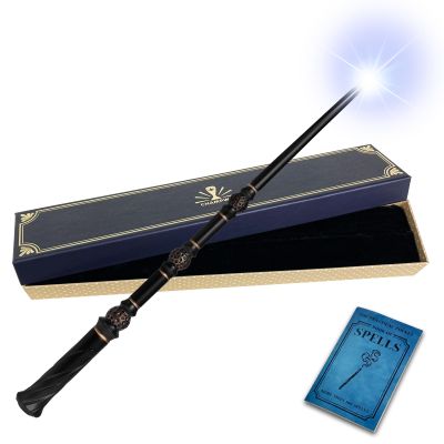 ChampWe Light Up Magic Wizard Wand Rechargeable Illuminating Toy for Kids Witch Collection Cosplay Accessories with Spellbook and Gift Box (Hive)