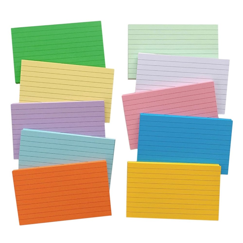 Angoily 1set Coloured Flash Cards Convenient Blank Cards for Daily Use for Notes Memory for Adults Lightweight Portable 500sheets