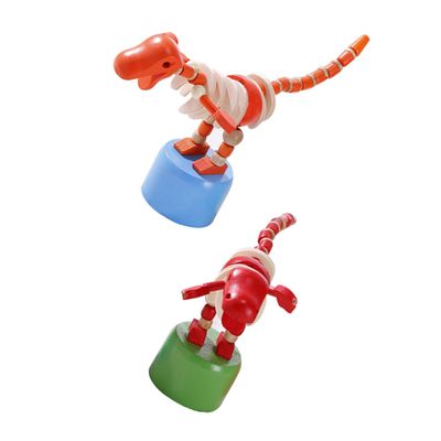JUMPLAWN 2pcs Wooden Dinosaur Rocking Toys Safe Smooth Animal Shaped Rockers for Boy Girl Desktop Ornaments for Playtime and Decor Random Colors