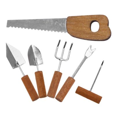 LIOOBO 6PCS Mini Dollhouse Gardening Tools Realistic Shovel Rake for Fairy Garden for Indoor Outdoor Play Encourages Nature Connection Imaginative Play