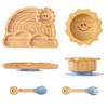 Bamboo Suction Plates Bowls Set for Baby Toddler - Includes Bamboo Bowl, Divided Plate, Silicone Fork & Spoon, All-Natural Baby Feeding Set for Baby-Led Weaning view 1