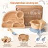 Bamboo Suction Plates Bowls Set for Baby Toddler - Includes Bamboo Bowl, Divided Plate, Silicone Fork & Spoon, All-Natural Baby Feeding Set for Baby-Led Weaning view 3