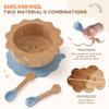 Bamboo Suction Plates Bowls Set for Baby Toddler - Includes Bamboo Bowl, Divided Plate, Silicone Fork & Spoon, All-Natural Baby Feeding Set for Baby-Led Weaning view 4
