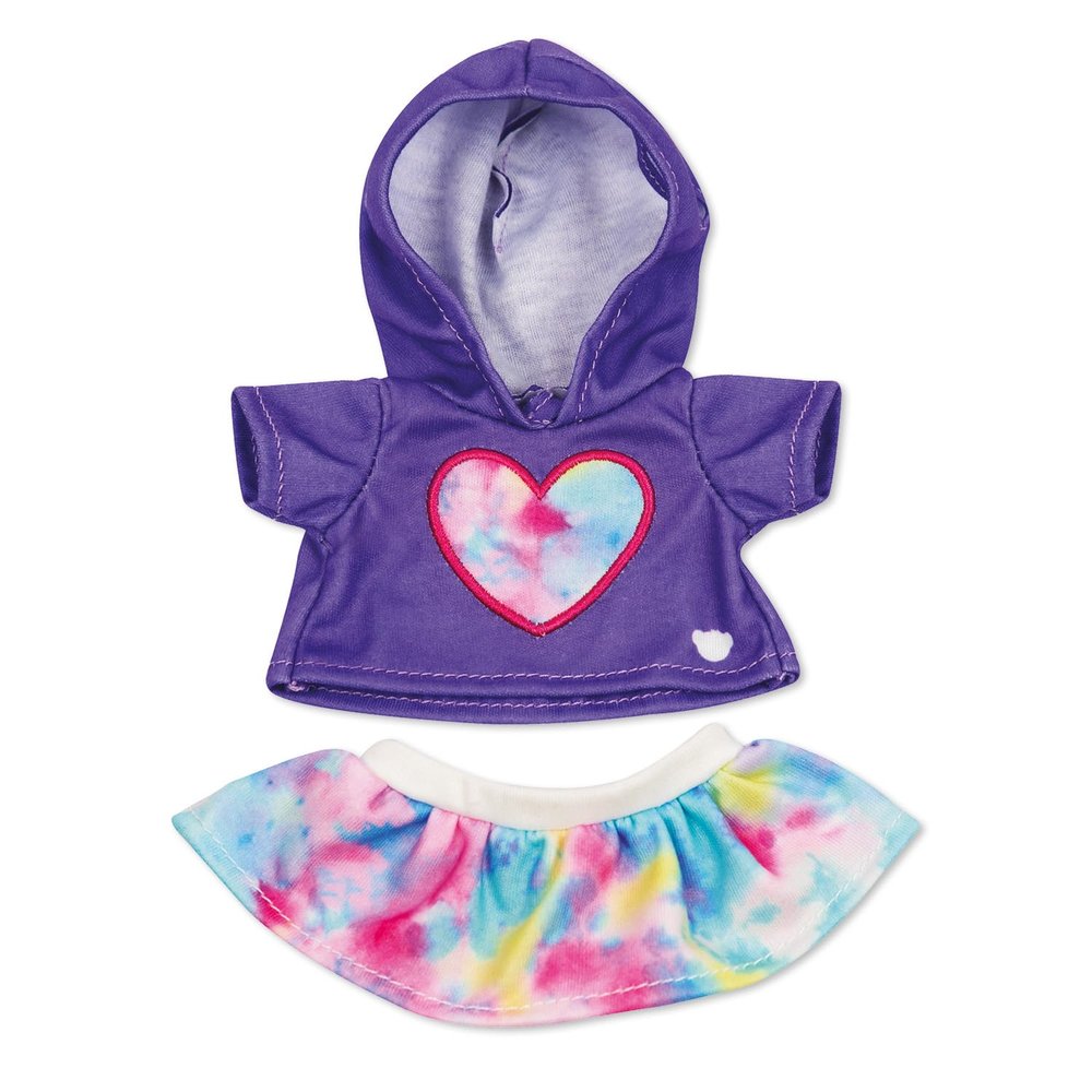 Casdon MINI Build-A-Bear Purple Heart Toy Clothes Pack. 4 Mix-and-Match Toy Outfits Includes Pajamas, Cute Hoodies, Summer Styles | For Kids Aged 3+. Suitable for 9 MINI Bears ONLY