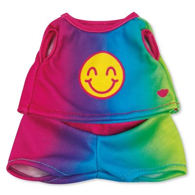 Casdon MINI Build-A-Bear Workshop Rainbow Smiley Toy Clothes Pack. 4 Mix-and-Match Toy Outfits Includes Pajamas, Cute Hoodies, Summer Styles | For Kids Aged 3+. Suitable for 9 MINI Bears ONLY