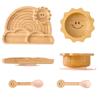 Bamboo Suction Plates Bowls Set for Baby Toddler - Includes Bamboo Bowl, Divided Plate, Silicone Fork & Spoon, All-Natural Baby Feeding Set for Baby-Led Weaning view 1