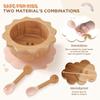 Bamboo Suction Plates Bowls Set for Baby Toddler - Includes Bamboo Bowl, Divided Plate, Silicone Fork & Spoon, All-Natural Baby Feeding Set for Baby-Led Weaning view 4
