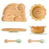 Bamboo Suction Plates Bowls Set for Baby Toddler - Includes Bamboo Bowl, Divided Plate, Silicone Fork & Spoon, All-Natural Baby Feeding Set for Baby-Led Weaning view 1