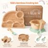 Bamboo Suction Plates Bowls Set for Baby Toddler - Includes Bamboo Bowl, Divided Plate, Silicone Fork & Spoon, All-Natural Baby Feeding Set for Baby-Led Weaning view 3