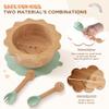 Bamboo Suction Plates Bowls Set for Baby Toddler - Includes Bamboo Bowl, Divided Plate, Silicone Fork & Spoon, All-Natural Baby Feeding Set for Baby-Led Weaning view 4