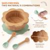 MingHoYo Bamboo Suction Plates Bowls Set for Baby Toddler - Includes Bamboo Bowl, Divided Plate, Silicone Fork & Spoon, All-Natural Baby Feeding Set for Baby-Led Weaning view 4