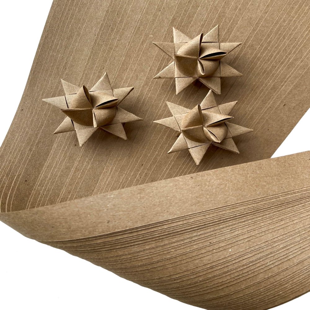 3/4" Kraft Brown Bag Froebel Moravian German Star Paper Strips Origami Ornaments Rustic DIY Craft Projects (50 strips)