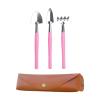 MYCENSE Small Hand Spade Rake Trowel Mini Gardening Tools with PU Leather Bag Portable Planting Tools Multifunctional for Garden, Pink view 1