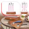 MYCENSE Small Hand Spade Rake Trowel Mini Gardening Tools with PU Leather Bag Portable Planting Tools Multifunctional for Garden, Pink view 2