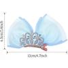 HywkingGrt 2Pcs Mini Princess Hair Accessories, Sparkly Mini Bows, Diamond Crown Pins, Ribbon Clips, and Metal Snap Barrettes for Girls' Birthday Hairstyling (Pink and Blue) view 2