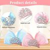 HywkingGrt 2Pcs Mini Princess Hair Accessories, Sparkly Mini Bows, Diamond Crown Pins, Ribbon Clips, and Metal Snap Barrettes for Girls' Birthday Hairstyling (Pink and Blue) view 3