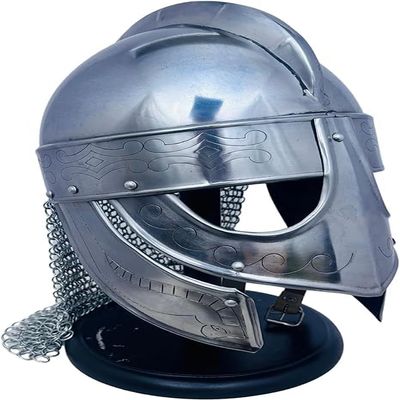 MJOLINR Medieval Crusader Helmet  Handmade 16-Gauge Steel Armor with Brass Accents  Authentic Collectible Helmet for Cosplay, LARP, Historical Reenactments, and Display