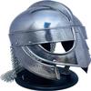 MJOLINR Medieval Crusader Helmet  Handmade 16-Gauge Steel Armor with Brass Accents  Authentic Collectible Helmet for Cosplay, LARP, Historical Reenactments, and Display view 1