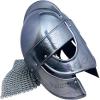 MJOLINR Medieval Crusader Helmet  Handmade 16-Gauge Steel Armor with Brass Accents  Authentic Collectible Helmet for Cosplay, LARP, Historical Reenactments, and Display view 3